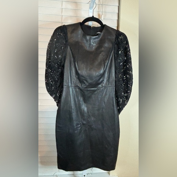 Express Dresses & Skirts - Express Extra Small Faux Leather & Lace Dress
